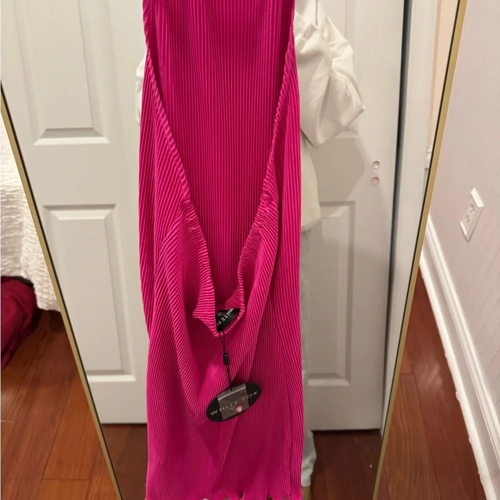 White Fox Boutique Vibrant Pink One Shoulder Dress - Picture 3 of 4